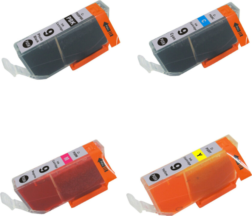 PGI 9 combo pack 4 stk blekkpatron - Kompatibel - BK/C/M/Y 60 ml