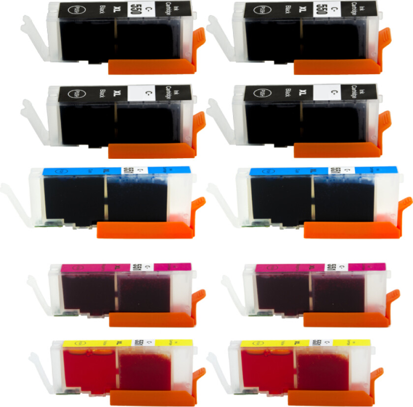 Canon PGI-550 / CLI-551 XL combo pack 10 stk blekkpatron - Kompatibel - BK/C/M/Y 142 ml