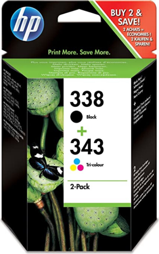 HP 338/343 combo pack 2 stk blekkpatron - SD449EE Original - BK/C 18 ml