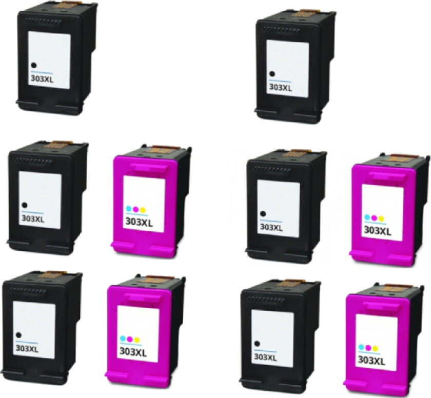 HP 303 XL combo pack 10 stk blekkpatron - kompatibel - BK/C 176 ml