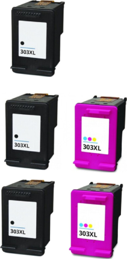 HP 303 XL combo pack 5 stk blekkpatron - kompatibel - BK/C 88 ml