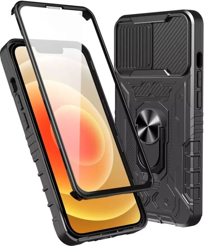 iPhone 13 Håndverker Bakdeksel + Skjermbeskytter i Herdet Glass - Svart