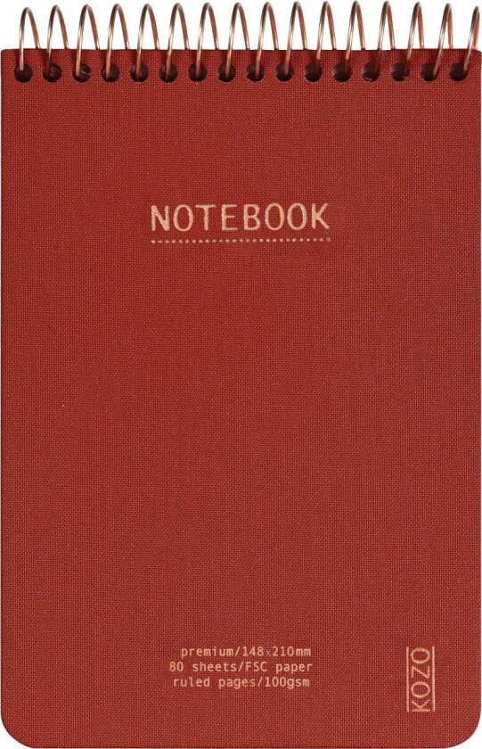 Notatbok m/spiral Kozo Premium A6 Bric