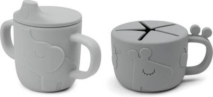 Done By Deer Peekaboo Tutekopp Snackskopp Set Deer Friends, Grey