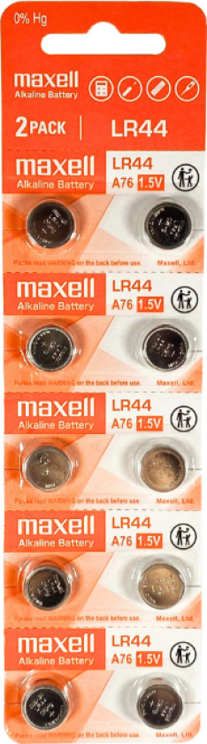 10 stk Knappcellebatterier - Maxell Alkaline LR44
