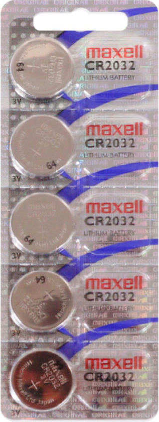 5 stk Knappcellebatterier - Maxell Lithium CR2032