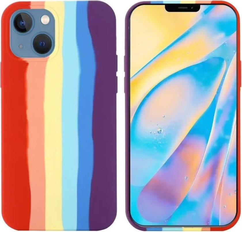 iPhone 15 Silikon Deksel - Rød Regnbue