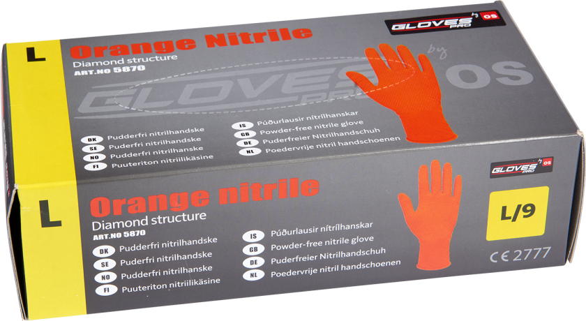 Engangshanske Oransje nitril pudderfri Str. 7, 50 stk.