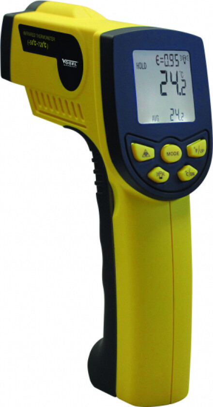 Infrarødt lasertermometer pistolform fra -50°C til +1300°C