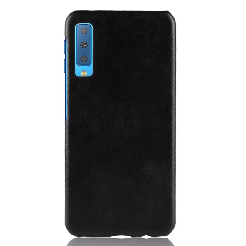Samsung Galaxy A7 2018 Litchi PU Skinn Deksel - Svart