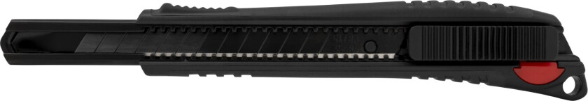 Kniv med 9 mm sortoksidert blad og automatisk lås