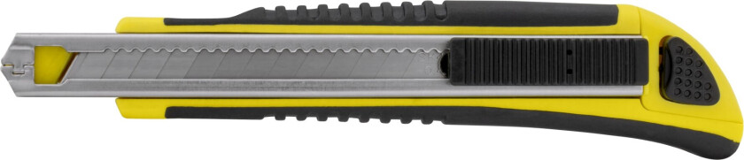 Kniv med Non-Slip gummihåndtak, 9 mm knivblad, Automatisk lås og magasin med 2 ekstra knivblader