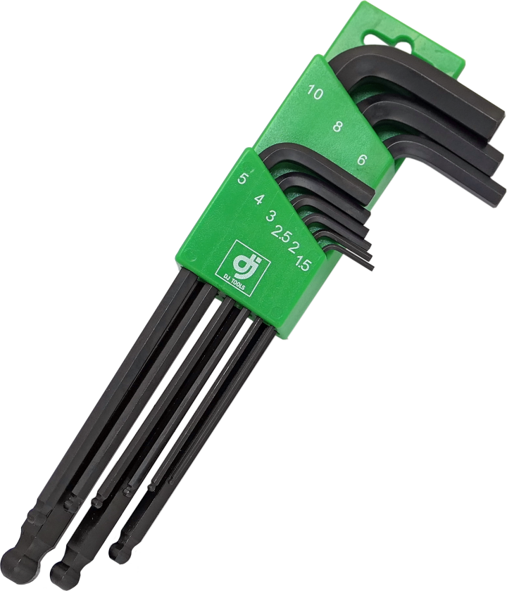 DJ TOOLS stiftnøkkelsett, lange m/kulehode, 1,5-10,0 mm