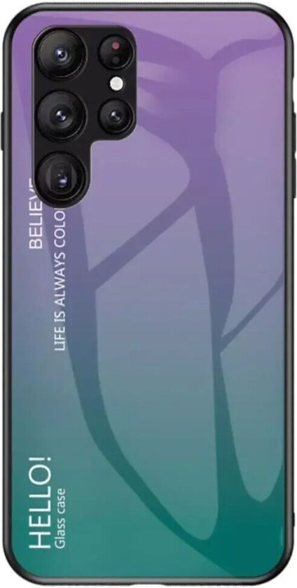Samsung Galaxy S23 Ultra Glass Bakdeksel - Hello - Lilla / Grønn
