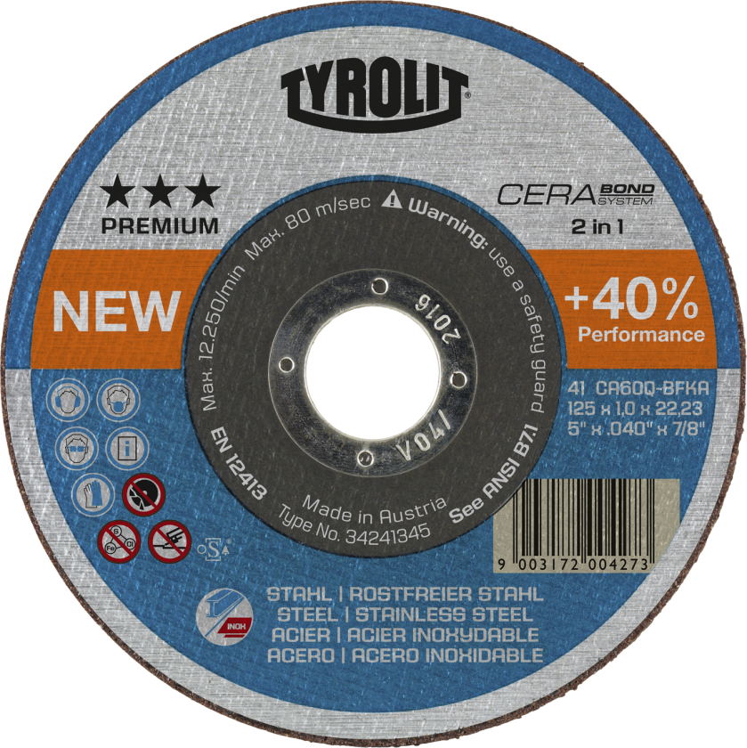 Skæreskive Premium 41F ø125Ã1,0 CA60Q-BFKA
