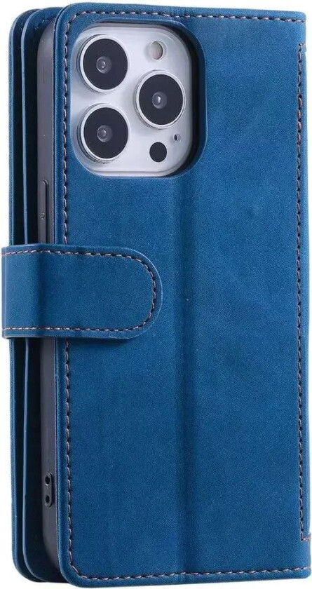 iPhone 14 Pro Skinndeksel med Lommebok og Magnetlås - Blå
