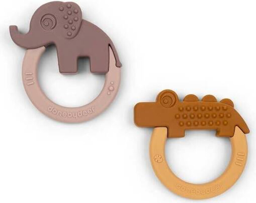 Bilde av Done By Deer Deer Friends 2pk Bitering/teether, Mustard/powder