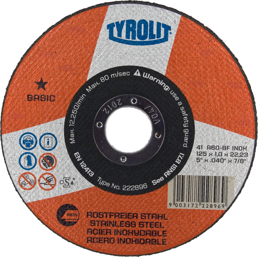 Skæreskive Basic 41C ø125Ã1 A60-BFinox