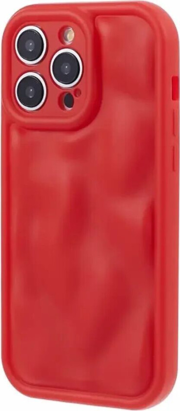 iPhone 15 Pro fleksibelt Plast Deksel med. Bølgedesign - Matt Rød