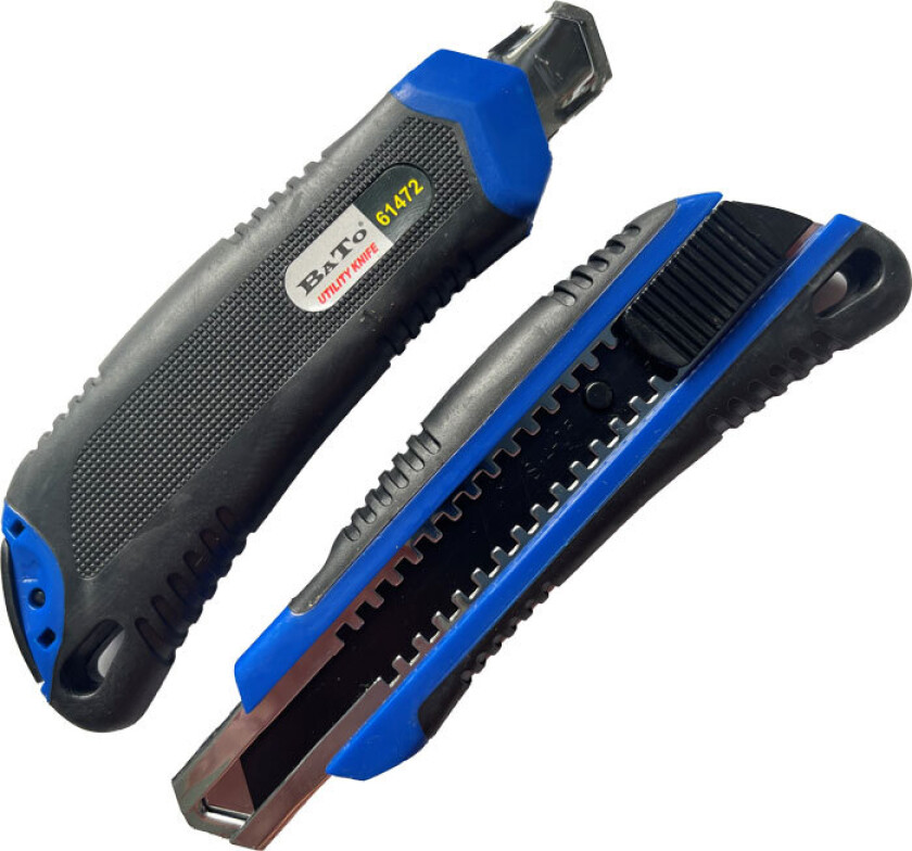 BATO Kniv brekk-av 18 mm. Med skyvelås Soft Grip. Sort blad og magasin