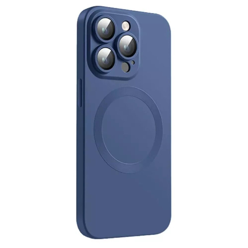 iPhone 14 Pro Silikon Bakdeksel med Kamerabeskytter - MagSafe-Kompatibel - Blå