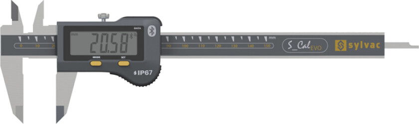 SYLVAC Digital Skyvelær S_Cal EVO Smart IP67 150 mm (810.1506) Dybdemål 4x1,4 mm Bluetooth