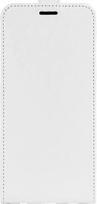 iPhone 15 Vertikalt Flip Kunst Skinn Deksel med Lommebok - Hvit