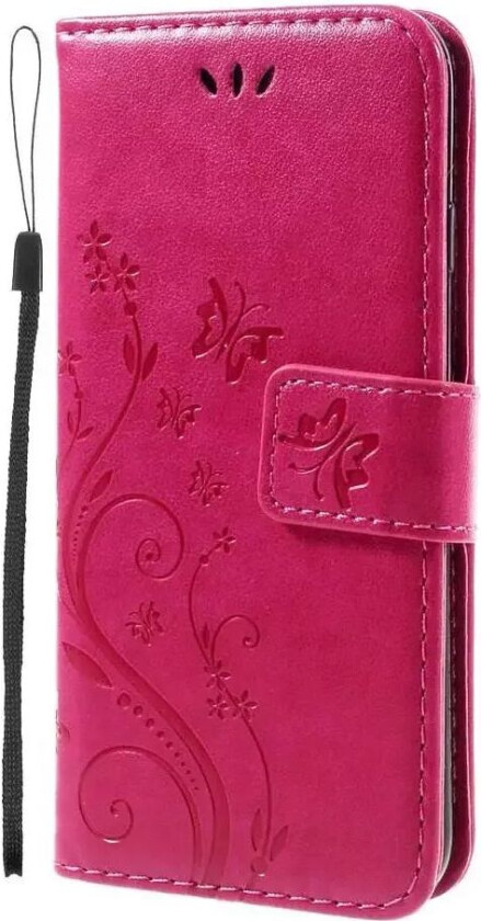 iPhone SE (2022/2020)/8/7 Sommerfugle Skinndeksel med Lommebok Pink