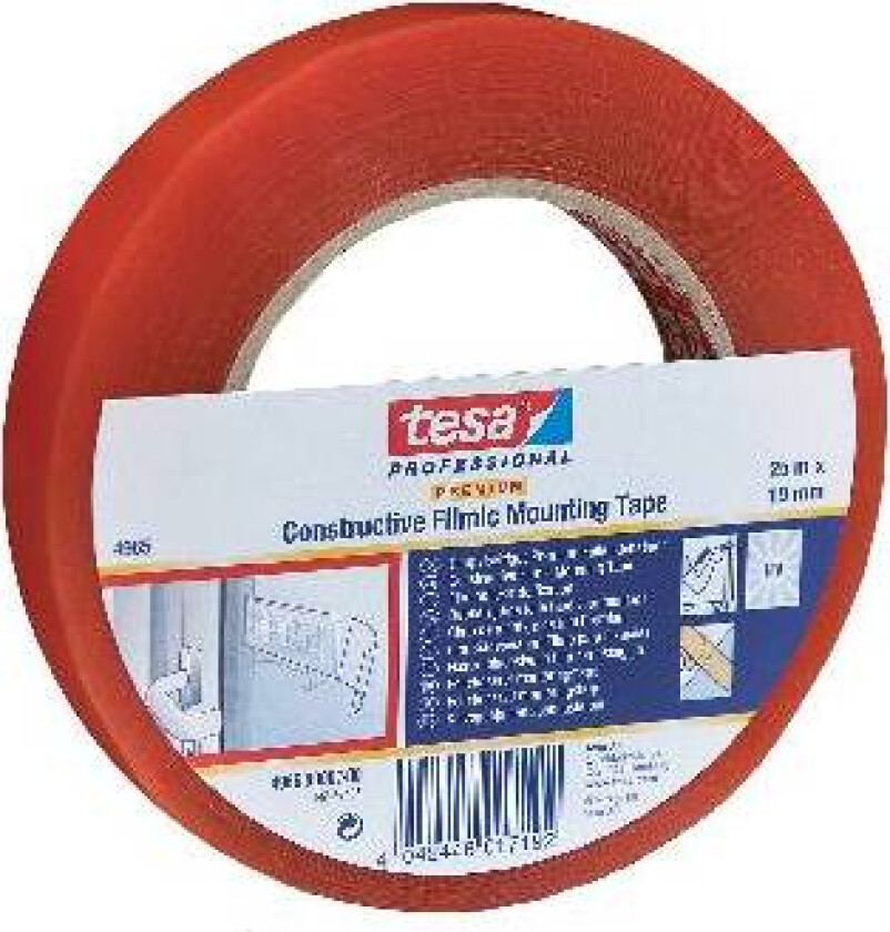 TESA 4965, 19 mm x 50 m, Rød, Akrylonitril-butadien-styren (ABS), 50 m, 19 mm