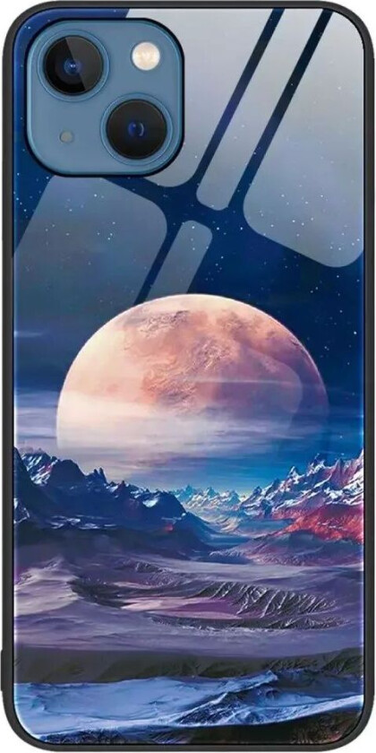 iPhone 14 Plus Deksel m. Glassbakside - Hvit Planet