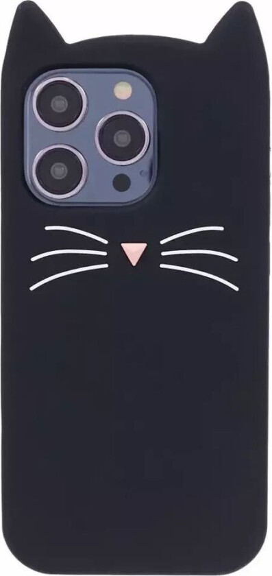 iPhone 13 Pro Max Silikon Deksel m. 3D Katt - Svart