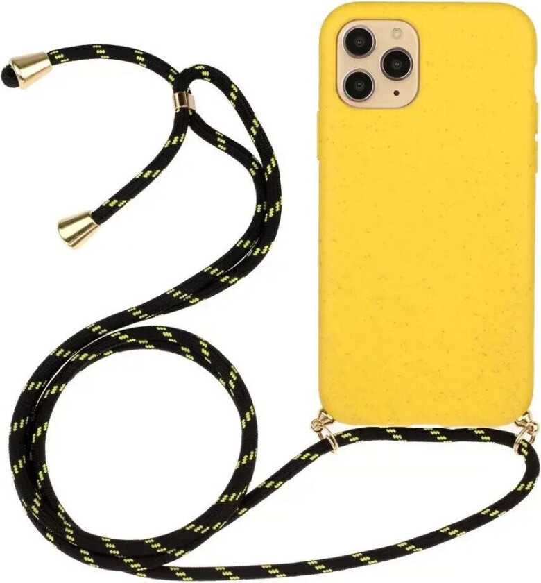 iPhone 15 Pro Fleksibelt Plast Bakdeksel med Snor / Stropp - Gul