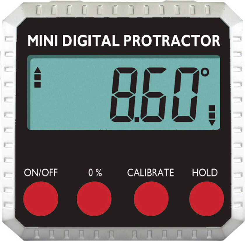 Digital vinkelmåler 4x90° 50x50x25 mm med magneter i bunnen. Avl. 0,2°