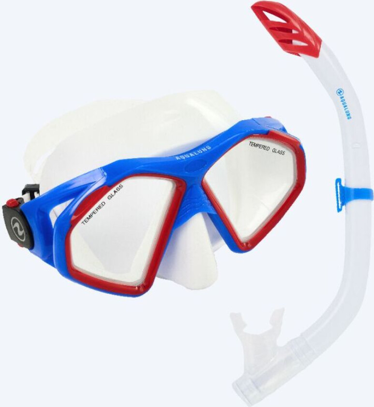 snorkelsett til voksne - Combo Hawkeye - Blå/rød