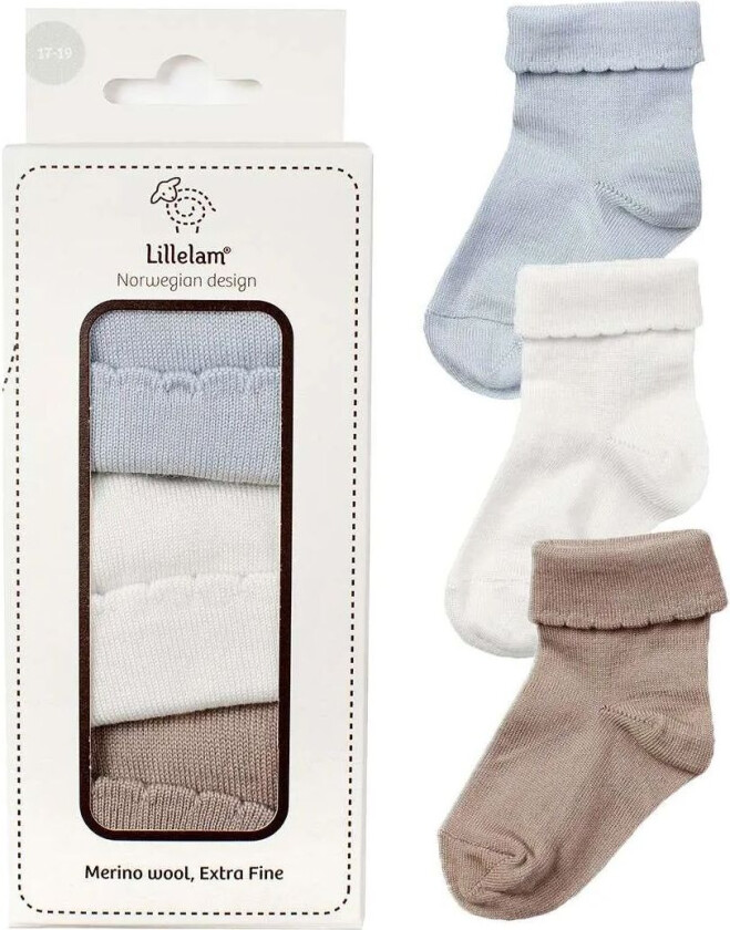 m Ullsokker - 3.Pk Gavepakke   Tynne Ullsokker - Blå