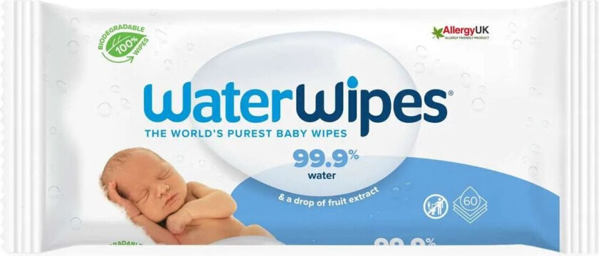 Waterwipes Våtservietter Baby Plastfri Og Duftfri - 60stk