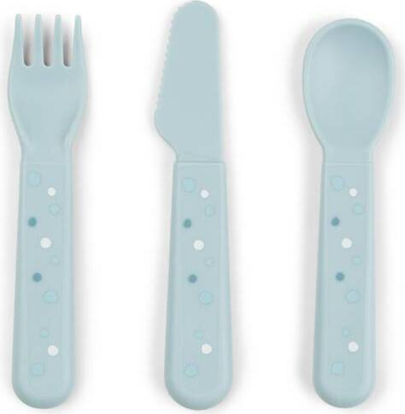 Done By Deer Bestikk Foodie Cutlery Set Happy Dots, Blå