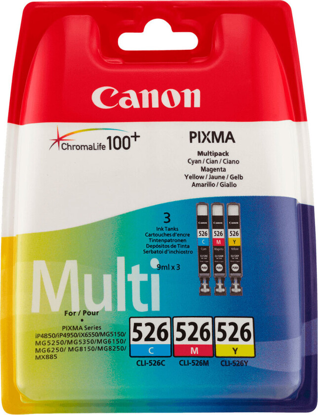 Canon CLI-526 Multipack blekkpatron (520 sider) Cyan/Magenta/Gul