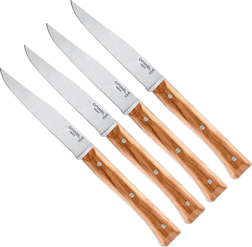 Bilde av Opinel fasetterte biffkniver (4pk) Oliventre