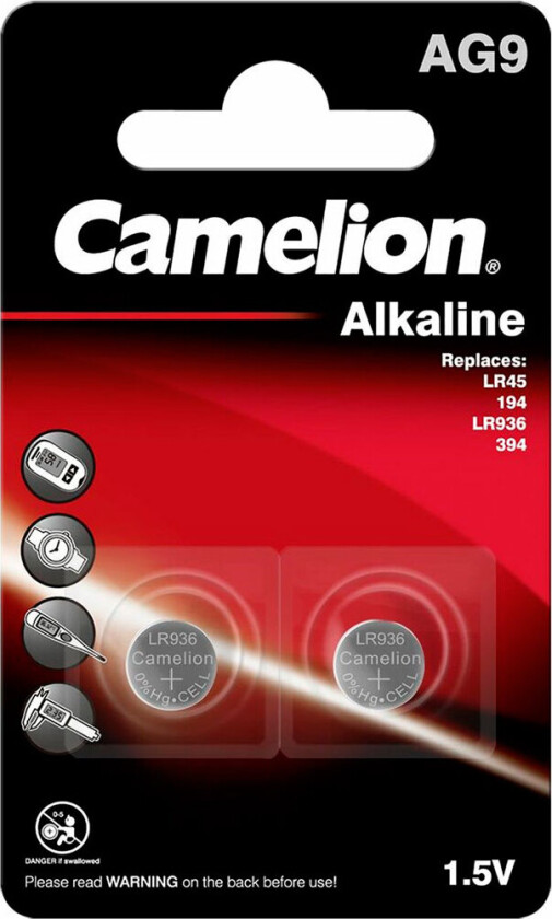 Camelion LR936/LR45/AG9 Knappcellebatteri 1,5V (alkalisk) 2pk