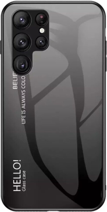 Samsung Galaxy S23 Ultra Glass Bakdeksel - Hello - Grå / Svart