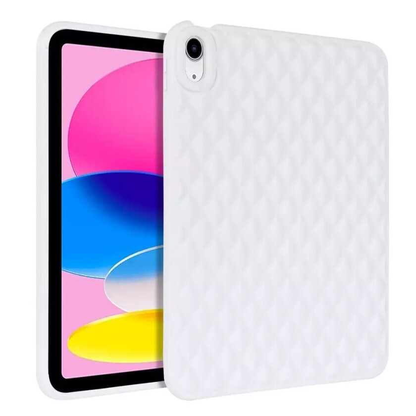 iPad 10.9" (2022) Fleksibelt Plast Deksel - Rhombe Design - Hvit
