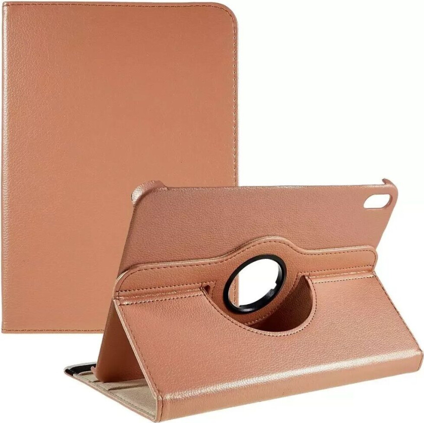 iPad 10.9" (2022) Klassisk Skinn Deksel m. 360⁰ Stativfunksjon - Rose Gold