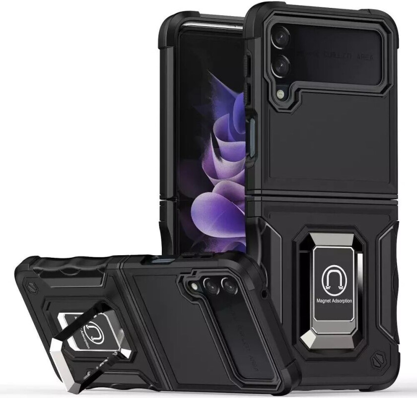 Samsung Galaxy Z Flip (5G) Håndverkerdeksel med Stativ - Svart