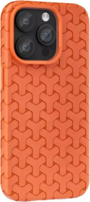 iPhone 15 Pro Fleksibelt Plastdeksel - Flettet Tekstur - Oransje