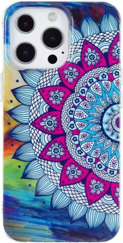 iPhone 15 Pro Selvlysende Fleksibelt Deksel av Plast med Trykk - Mandala Blomst