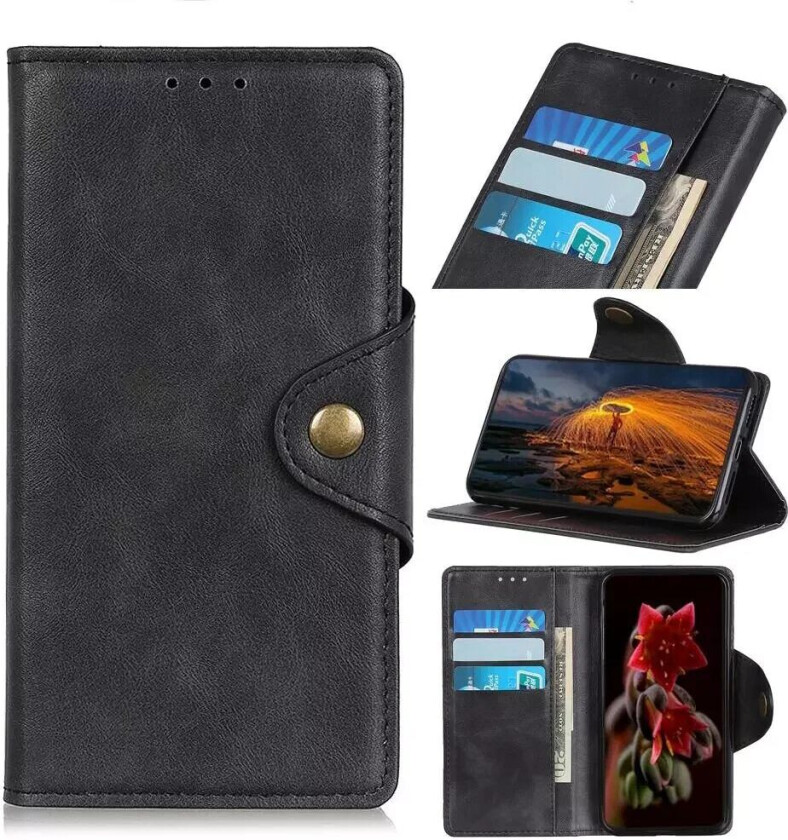 Samsung Galaxy A30s / A50 Skinn Flip Deksel m. Lommebok - Svart
