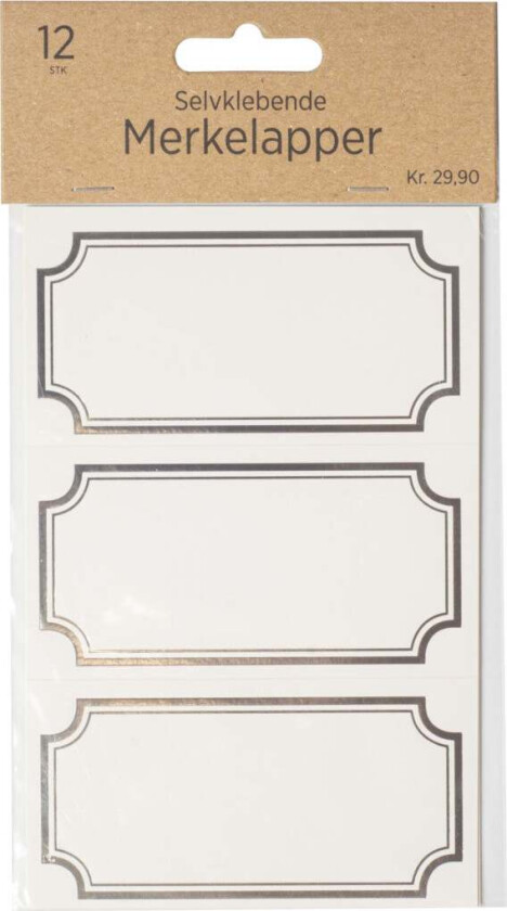 Merkelapper selvklebende 12 stk sølv