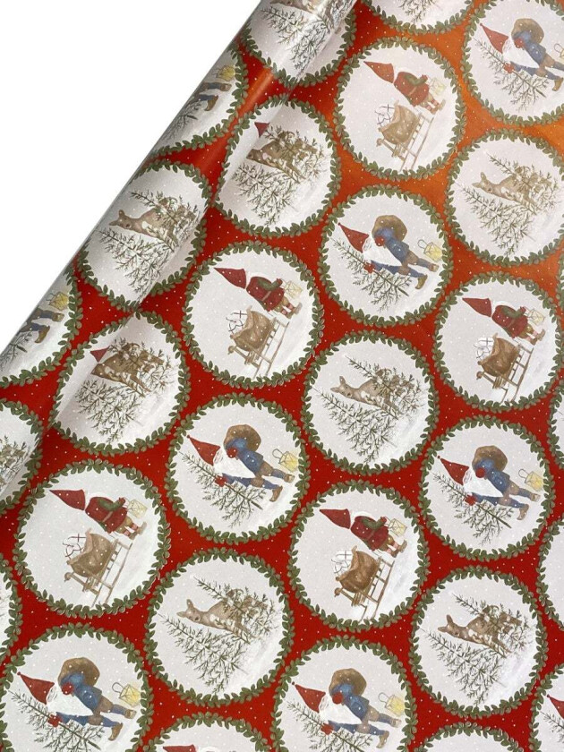 Gavepapir 10m Tomte og Rådjuret