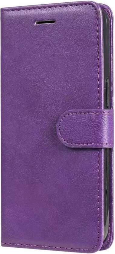 iPhone 15 Pro Max Flip Deksel i Skinn med Lommebok og Stropp - Lilla